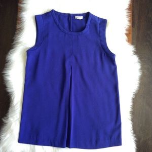 J Crew Royal Blue Pleated Blouse